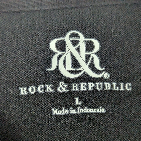 Rock And Republic Large Pullover With Drawstring Hood Black/Gray - Picture 6 of 10